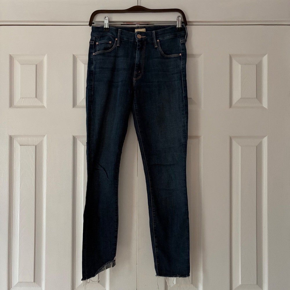 Mother Looker Ankle Fray Jeans Girl Crush Dark Wash Skinny Denim 26 EUC
